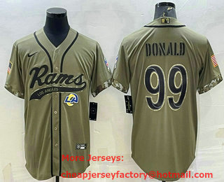 Men's Los Angeles Rams #99 Aaron Donald Olive 2022 Salute to Service Cool Base Stitched Baseball Jersey