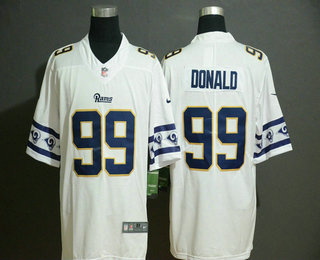Men's Los Angeles Rams #99 Aaron Donald White 2019 NEW Team Logo Vapor Untouchable Stitched NFL Nike Limited Jersey