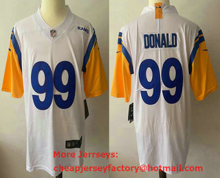 Men's Los Angeles Rams #99 Aaron Donald White 2021 NEW Vapor Untouchable Stitched NFL Nike Limited Jersey