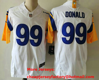 Men's Los Angeles Rams #99 Aaron Donald White 2023 FUSE Vapor Limited Stitched Jersey