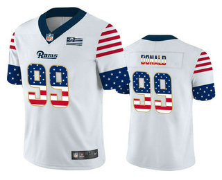 Men's Los Angeles Rams #99 Aaron Donald White Independence Day Stars & Stripes Jersey