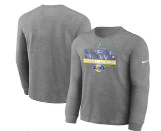 Men's Los Angeles Rams 2022 Heathered Charcoal Super Bowl LVI Champions Locker Room Trophy Collection Long Sleeve T-Shirt