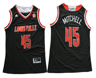 Men's Louisville Cardinals #45 Donovan Mitchell Black College Basketball Swingman Stitched NCAA Jersey