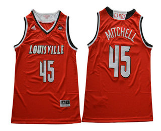 Men's Louisville Cardinals #45 Donovan Mitchell Red College Basketball Swingman Stitched NCAA Jersey