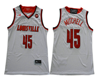 Men's Louisville Cardinals #45 Donovan Mitchell White College Basketball Swingman Stitched NCAA Jersey