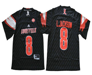 Men's Louisville Cardinals #8 Lamar Jackson Black Stitched College Football 2016 NCAA Jersey
