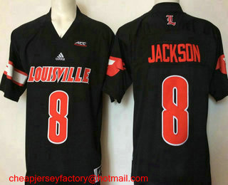 Men's Louisville Cardinals #8 Lamar Jackson Black Stitched College Football NCAA Jersey