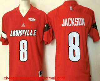 Men's Louisville Cardinals #8 Lamar Jackson Red Stitched College Football NCAA Jersey