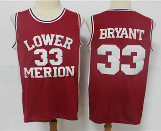 Men's Lower Merion High School #33 Kobe Bryant Red High School Swingman Jersey