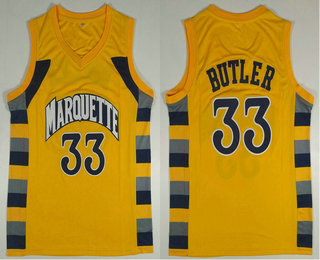 Men's Marquette Golden Eagles #33 Jimmy Butler Yellow College Basketball Jersey