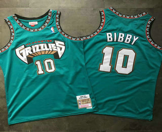 Men's Memphis Grizzlies #10 Mike Bibby ABA Hardwood Classics Green 1998-99 Throwback AU Jersey