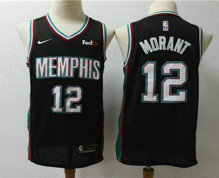 Men's Memphis Grizzlies #12 Ja Morant Black 2019 Nike Swingman Stitched NBA Jersey With The Sponsor Logo