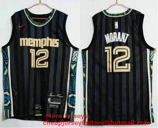 Men's Memphis Grizzlies #12 Ja Morant Black Nike 2021 NEW Swingman City Edition Jersey