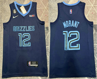 Men's Memphis Grizzlies #12 Ja Morant Black Nike 6 Patch Diamond 2022 Stitched Jersey With Sponsor