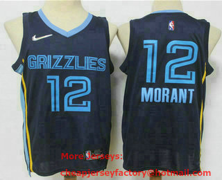 Men's Memphis Grizzlies #12 Ja Morant Black Nike 75th Anniversary Diamond 2021 Stitched Jersey