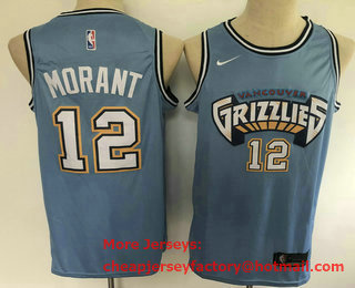 Men's Memphis Grizzlies #12 Ja Morant Blue Nike 2021 NEW Swingman City Edition Jersey