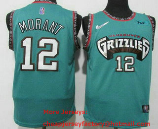 Men's Memphis Grizzlies #12 Ja Morant Green Diamond 75th Icon Sponsor Swingman Jersey