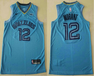 Men's Memphis Grizzlies #12 Ja Morant Light Blue 2019 Nike Authentic Stitched NBA Jersey With The Sponsor Logo