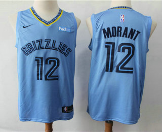 Men's Memphis Grizzlies #12 Ja Morant Light Blue 2019 Nike Swingman Stitched NBA Jersey With The Sponsor Logo