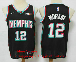 Men's Memphis Grizzlies #12 Ja Morant NEW Black 2021 Nike Swingman Stitched NBA Jersey With The Sponsor Logo