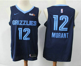 Men's Memphis Grizzlies #12 Ja Morant Navy Blue 2019 Nike Swingman Stitched NBA Jersey With The Sponsor Logo