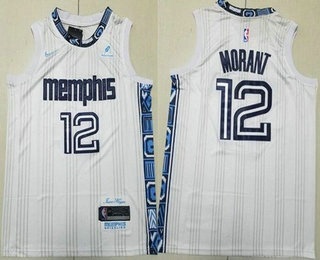 Men's Memphis Grizzlies #12 Ja Morant White 2025 City Sponsor Swingman Jersey