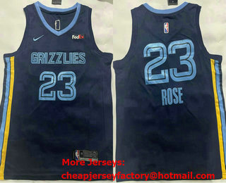 Men's Memphis Grizzlies #23 Derrick Rose Navy Blue Icon Sponsor Swingman Jersey