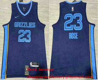 Men's Memphis Grizzlies #23 Derrick Rose Navy Icon Swingman Jersey