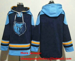 Men's Memphis Grizzlies Blank Navy Ageless Must Have Lace Up Pullover Hoodie