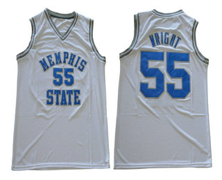 Men's Memphis State #55 Lorenzen Wright White Basketball Jersey