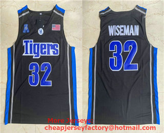 Men's Memphis Tigers #32 James Wiseman Black College Basketball Swingman Stitched Jersey
