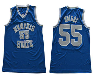 Men's Memphis Tigers #55 Lorenzen Wright Blue College Basketball Jersey