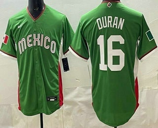 Men's Mexico #16 Jarren Duran Green 2026 World Baseball Classic Cool Base Jersey