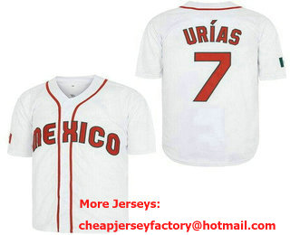 Men's Mexico #7 Julio Urias White Baseball Jersey