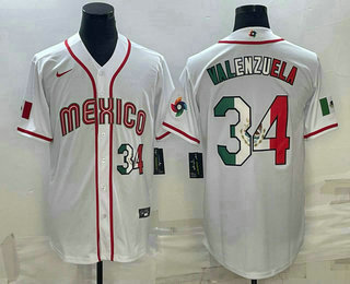 Men's Mexico Baseball #34 Fernando Valenzuela Number 2023 White World Classic Stitched Jersey 62