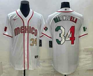 Men's Mexico Baseball #34 Fernando Valenzuela Number 2023 White World Classic Stitched Jersey 67