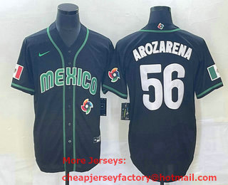 Men's Mexico Baseball #56 Randy Arozarena 2023 Black World Classic Stitched Jersey 21