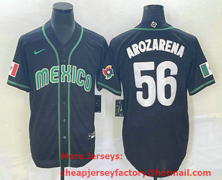 Men's Mexico Baseball #56 Randy Arozarena 2023 Black World Classic Stitched Jersey 22