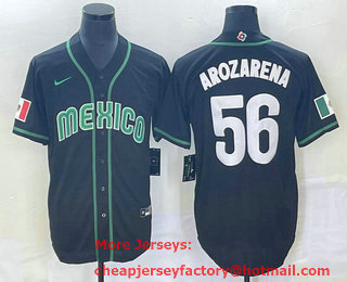 Men's Mexico Baseball #56 Randy Arozarena 2023 Black World Classic Stitched Jersey 23