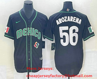 Men's Mexico Baseball #56 Randy Arozarena 2023 Black World Classic Stitched Jersey 24