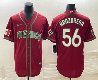 Men's Mexico Baseball #56 Randy Arozarena 2023 Red World Classic Stitched Jersey 01