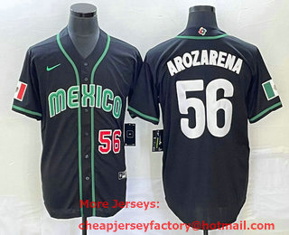 Men's Mexico Baseball #56 Randy Arozarena Number 2023 Black World Classic Stitched Jersey 27