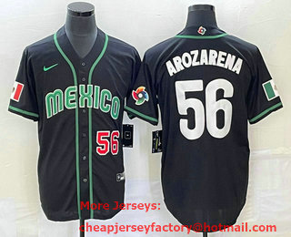 Men's Mexico Baseball #56 Randy Arozarena Number 2023 Black World Classic Stitched Jersey 28