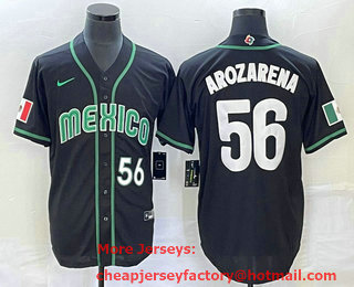 Men's Mexico Baseball #56 Randy Arozarena Number 2023 Black World Classic Stitched Jersey 29