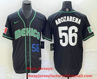 Men's Mexico Baseball #56 Randy Arozarena Number 2023 Black World Classic Stitched Jersey 30