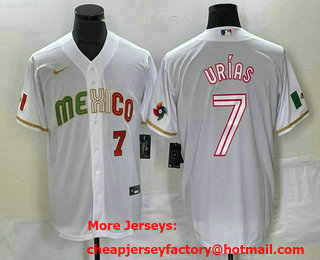 Men's Mexico Baseball #7 Julio Urias Number 2023 White World Classic Stitched Jersey 883