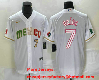 Men's Mexico Baseball #7 Julio Urias Number 2023 White World Classic Stitched Jersey 884