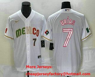 Men's Mexico Baseball #7 Julio Urias Number 2023 White World Classic Stitched Jersey 888