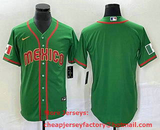 Men's Mexico Baseball Blank 2023 Green Red Gold World Baseball Classic Stitched Jersey 22