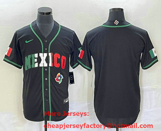 Men's Mexico Baseball Blank Logo 2023 Black World Classic Stitched Jersey 100